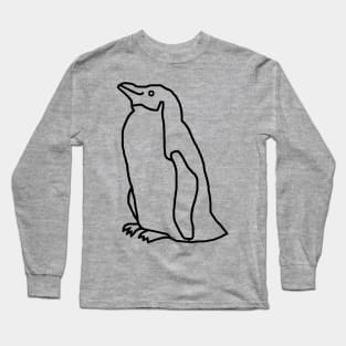 Little Penguin Minimal Line Drawing Long Sleeve T-Shirt